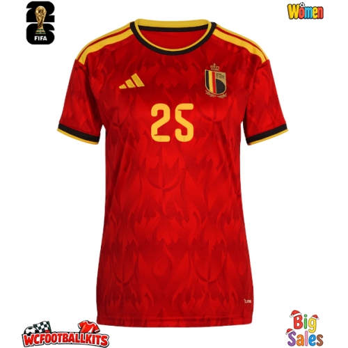 Belgium Nathan Ngoy #25 Replica Home Stadium Shirt for Women World Cup 2026 Short Sleeve